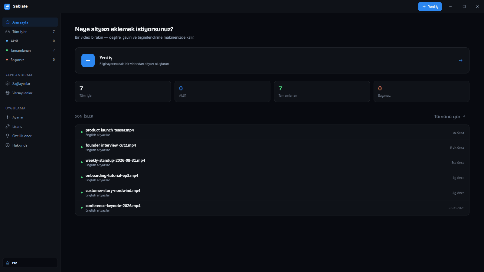 Sablate desktop app generating, editing and exporting subtitles locally